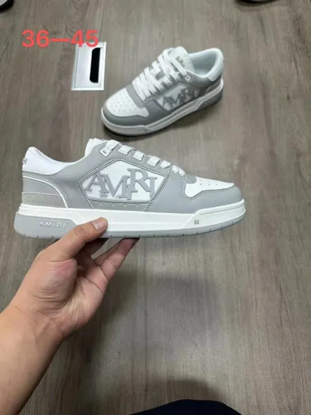 Amiri AMIRI Logo Panel Low-Top Gray White Sneakers - 1