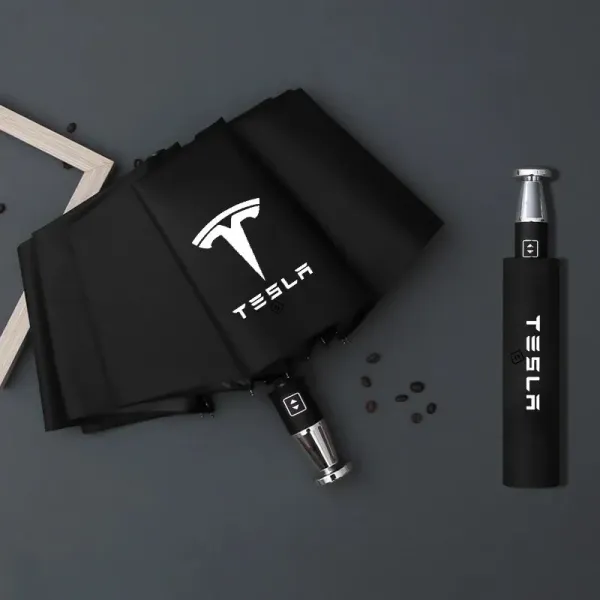 Tesla Logo Folding Umbrella Black - 1