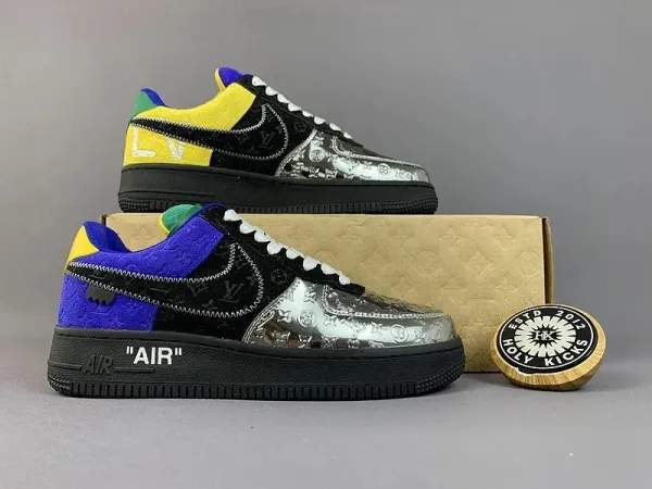 Louis Vuitton x Nike Air Force 1 Blue and White Sneakers - 4