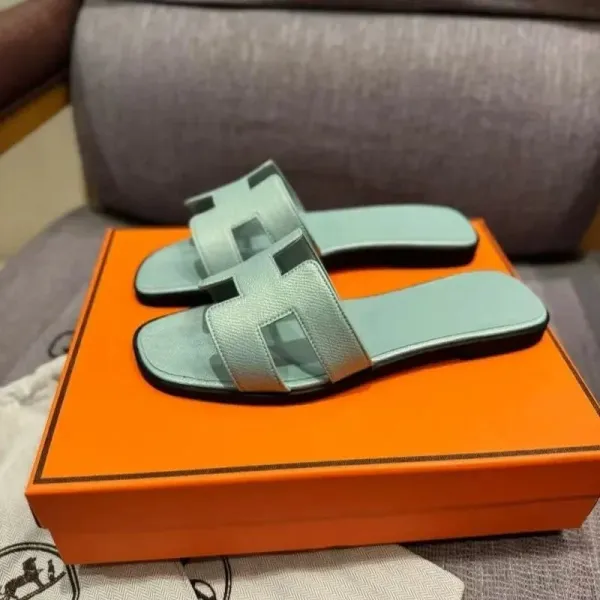 Hermès Oran Sandals Black and Silver Canvas Slippers - 4