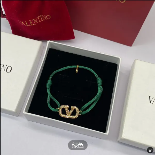 Valentino Garavani VLogo Charm Bracelet Green - 1