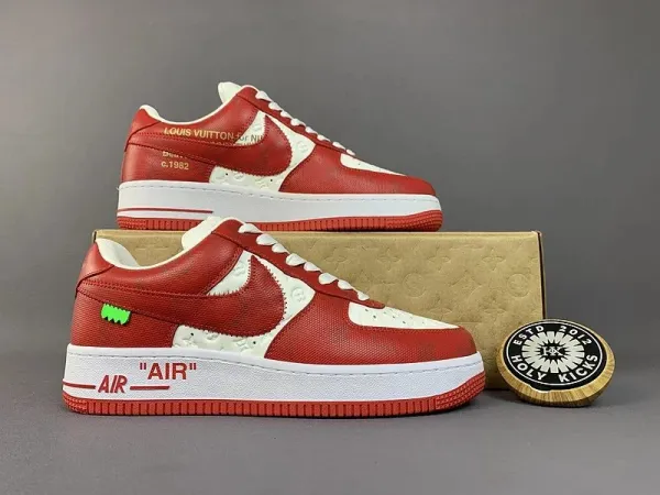Louis Vuitton x Nike Air Force 1 Low Red Monogram Sneakers - 1