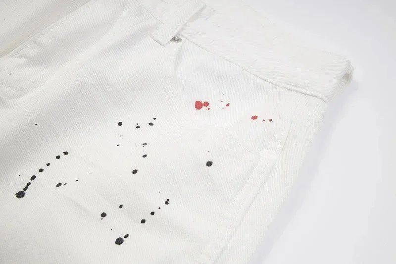 Off-White Paint Splatter Denim Shorts White - 4