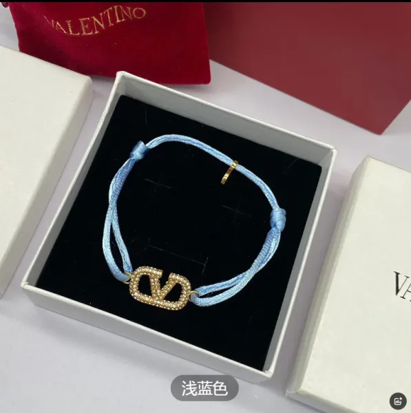 Valentino Garavani VLogo Light Blue Cord Bracelet - 1