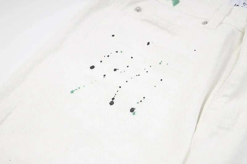 Off-White Paint Splatter Denim Shorts White - 6