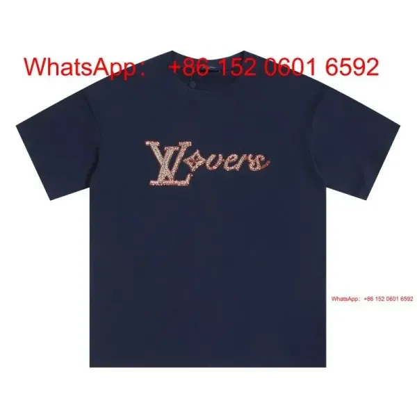 Louis Vuitton x Versace Collaboration Crystal-Embellished Navy T-Shirt - 1