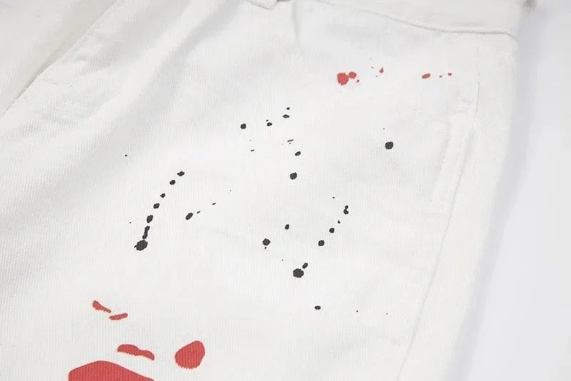 Off-White Paint Splatter Denim Shorts White - 7