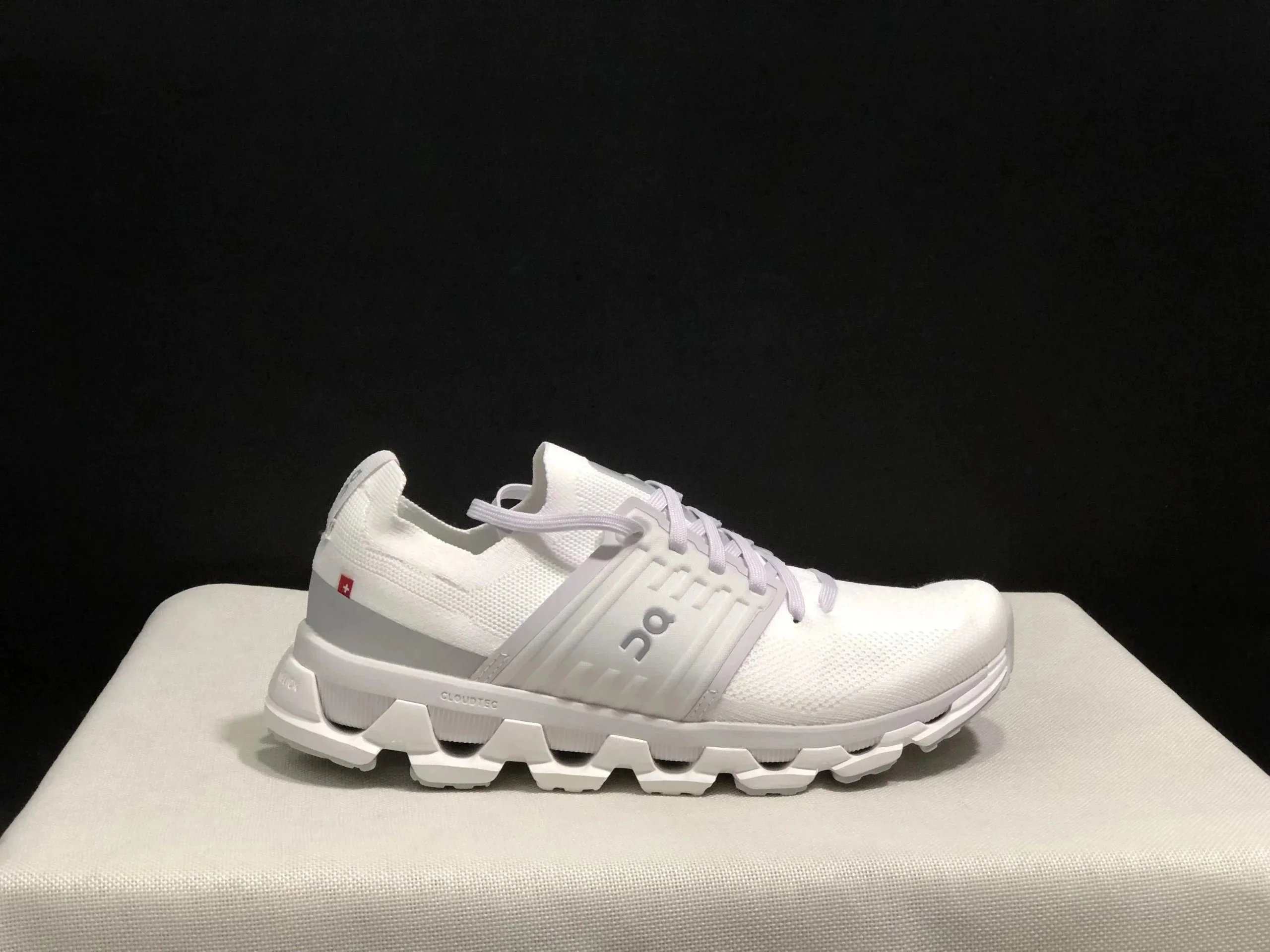 On Cloudswift White with Yellow and Red Accents Running Shoes - 8