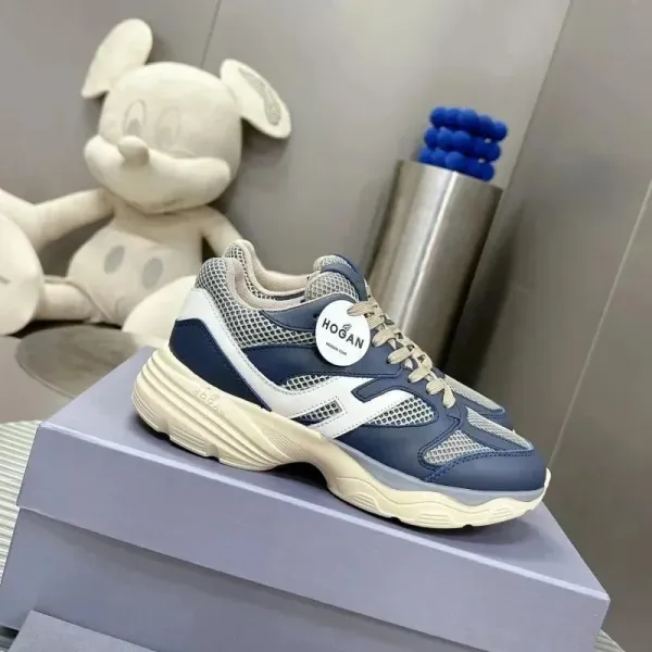 Hogan Interactive Navy and Beige Chunky Sneakers - 1