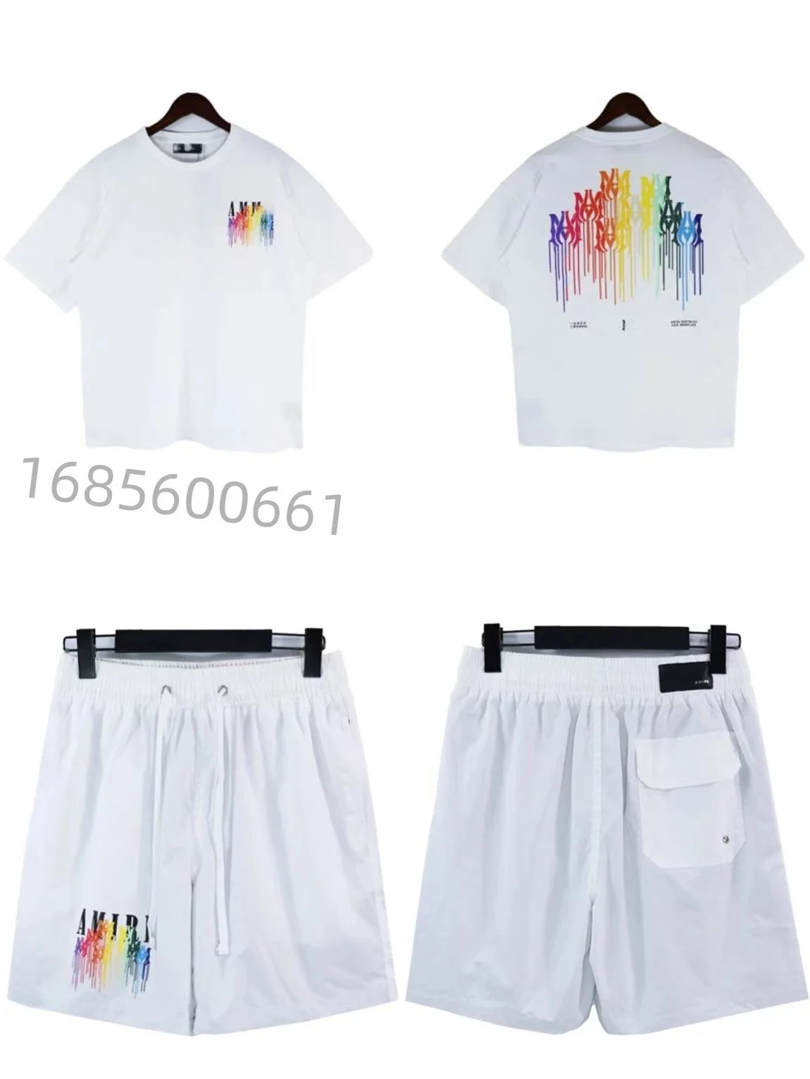 Amiri Logo-Print White T-Shirt and Shorts Set - 10