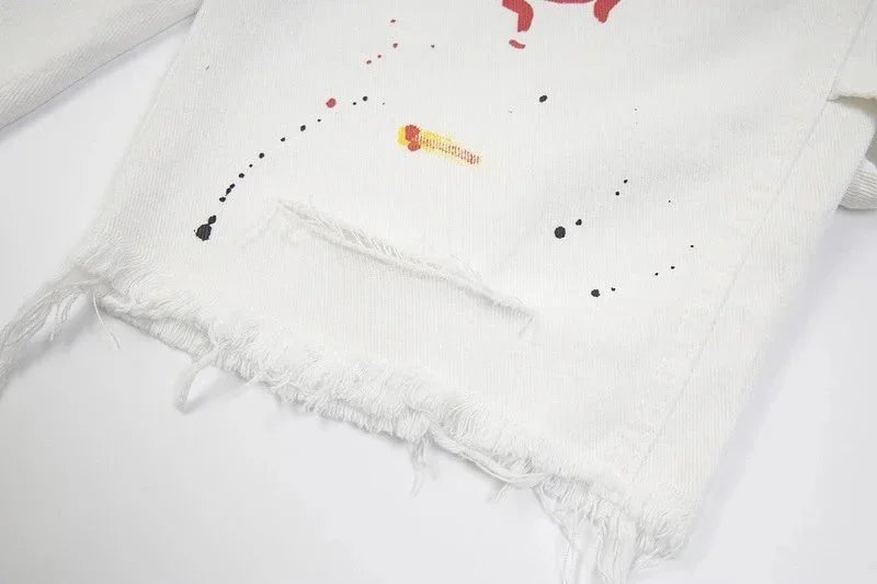 Off-White Paint Splatter Denim Shorts White - 9