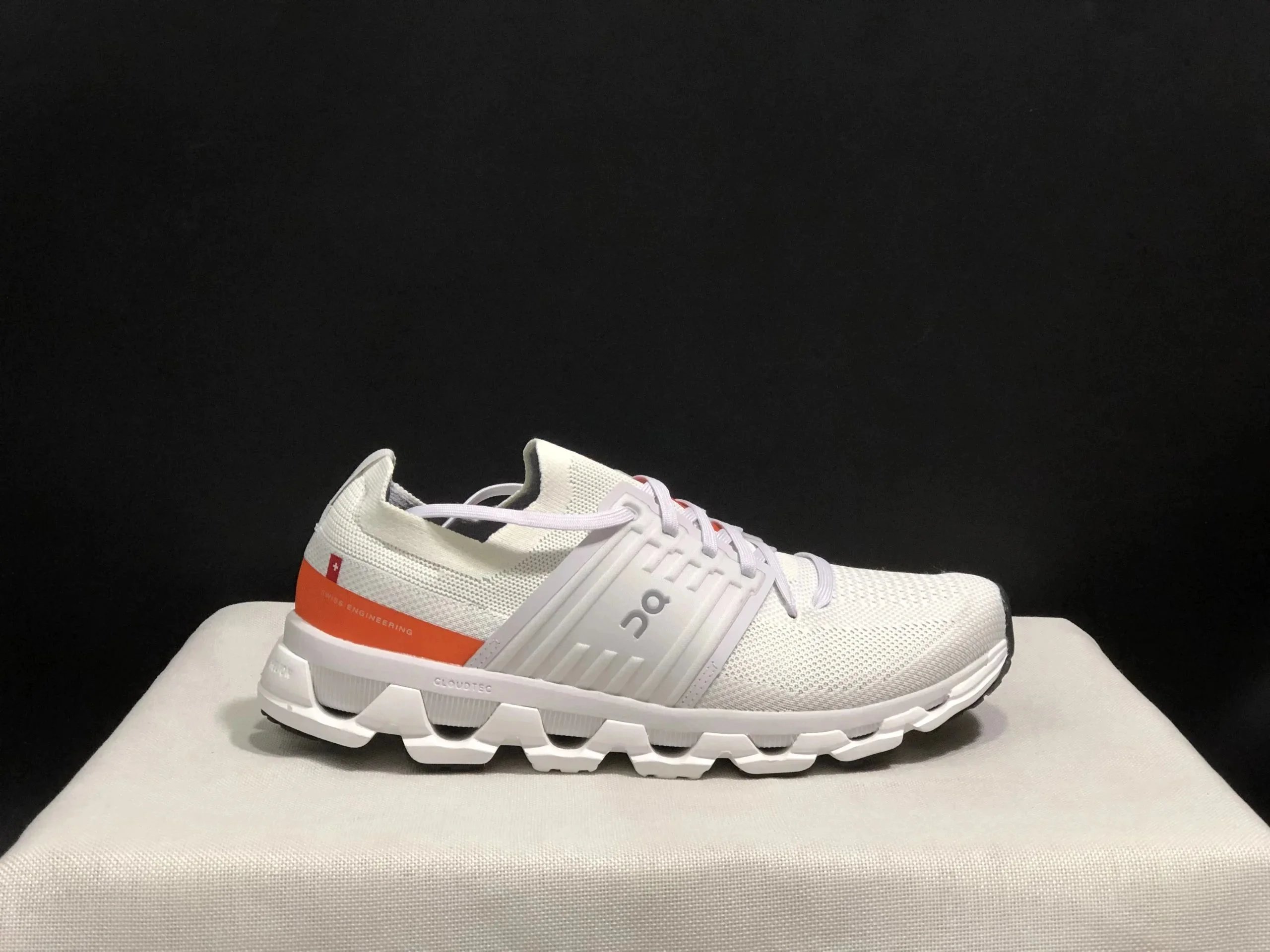 On Cloudswift White with Yellow and Red Accents Running Shoes - 5
