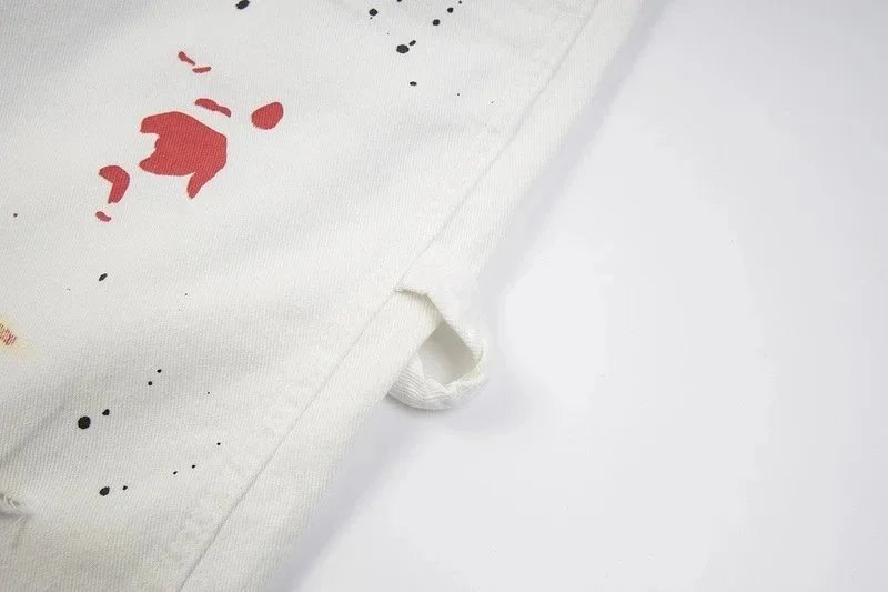 Off-White Paint Splatter Denim Shorts White - 10