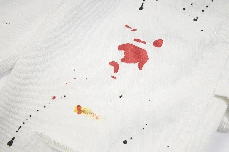 Off-White Paint Splatter Denim Shorts White - 8