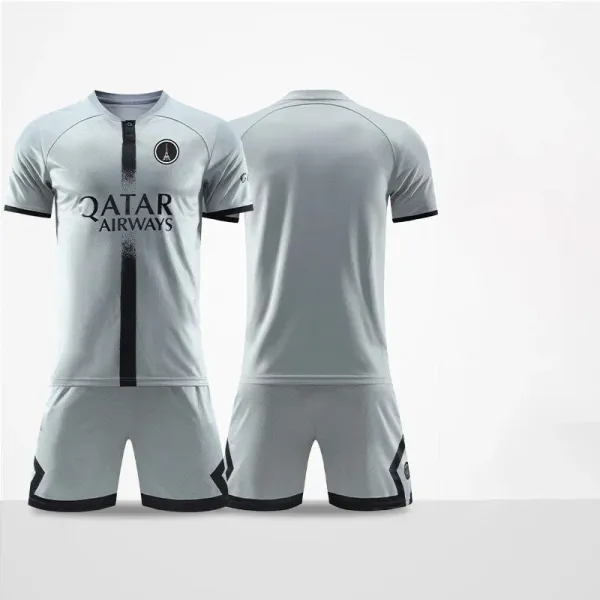 Paris Saint-Germain x Qatar Airways 2023-24 Third Kit Gray Jersey Set - 1