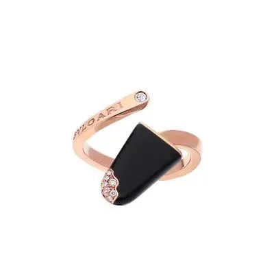 Bvlgari Serpenti Viper Ring Rose Gold Black Onyx and Diamonds - 1