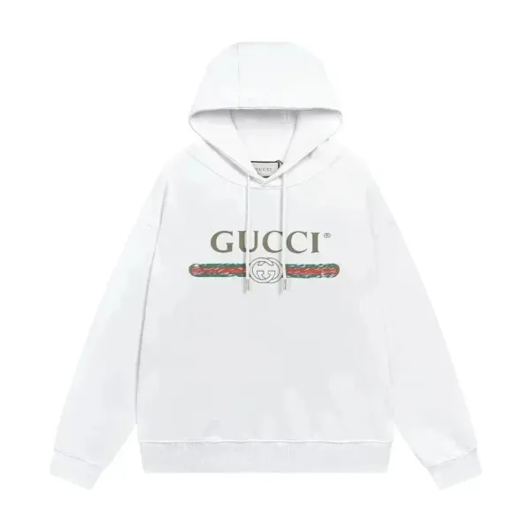 Gucci Web Stripe Logo Hoodie White - 1
