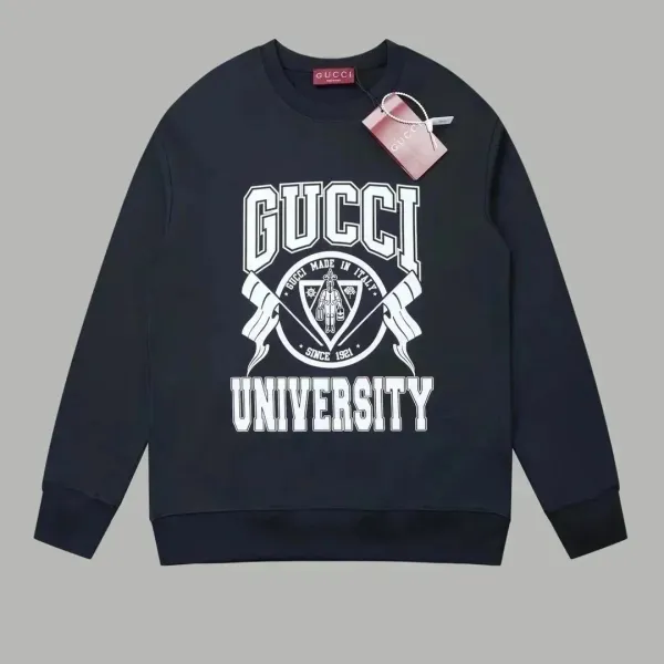 Gucci University Logo Print Navy Hoodie - 1