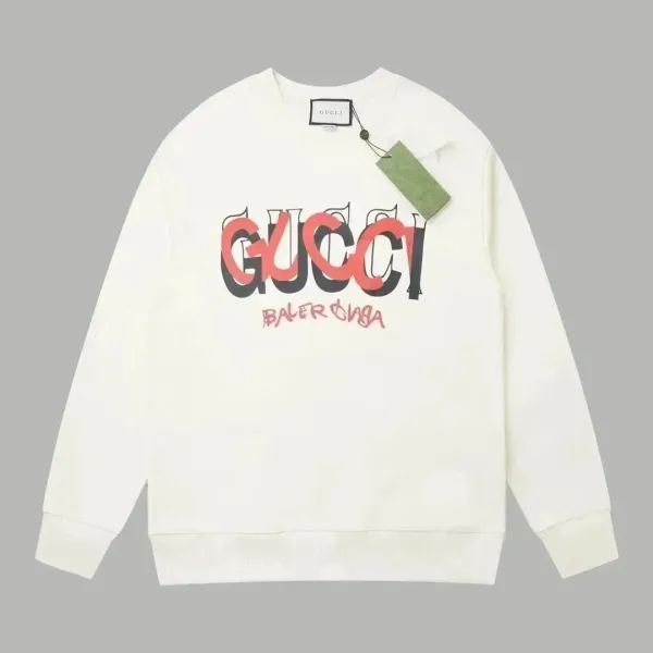 Gucci x Balenciaga GG Graffiti Logo Off-White Hoodie - 1