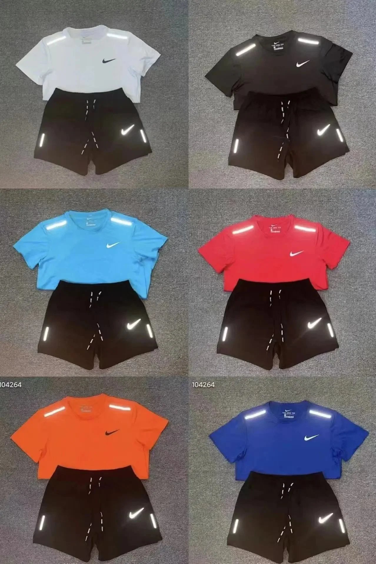 KKCT-TOP quality track and field training clothes running casual summer quick drying short-sleeved quick drying jacket reflective three-quarter pants fitness sports suit 2+86 180 3039 0121