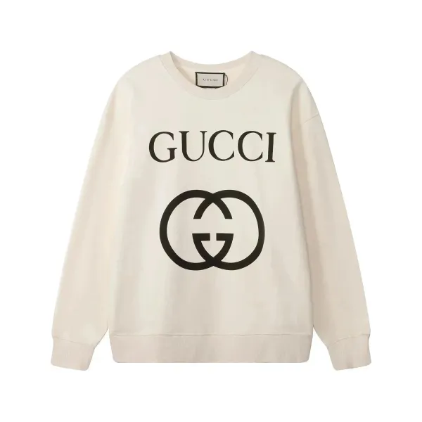 Gucci GG Logo Print Off-White Hoodie - 1
