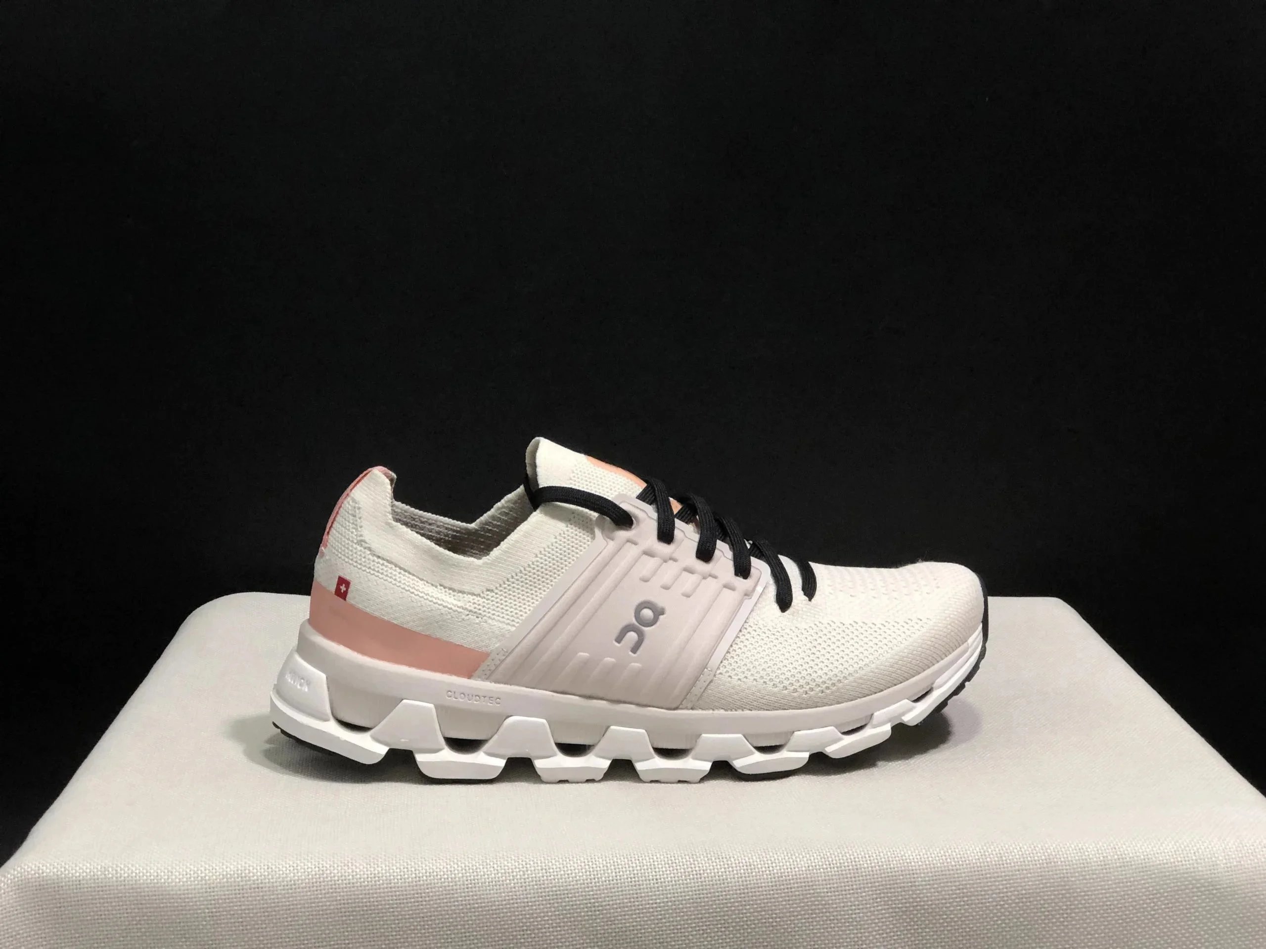 On Cloudswift White with Yellow and Red Accents Running Shoes - 7