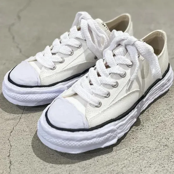 Maison Margiela Tabi Sneaker Black and White Canvas Sneakers - 9