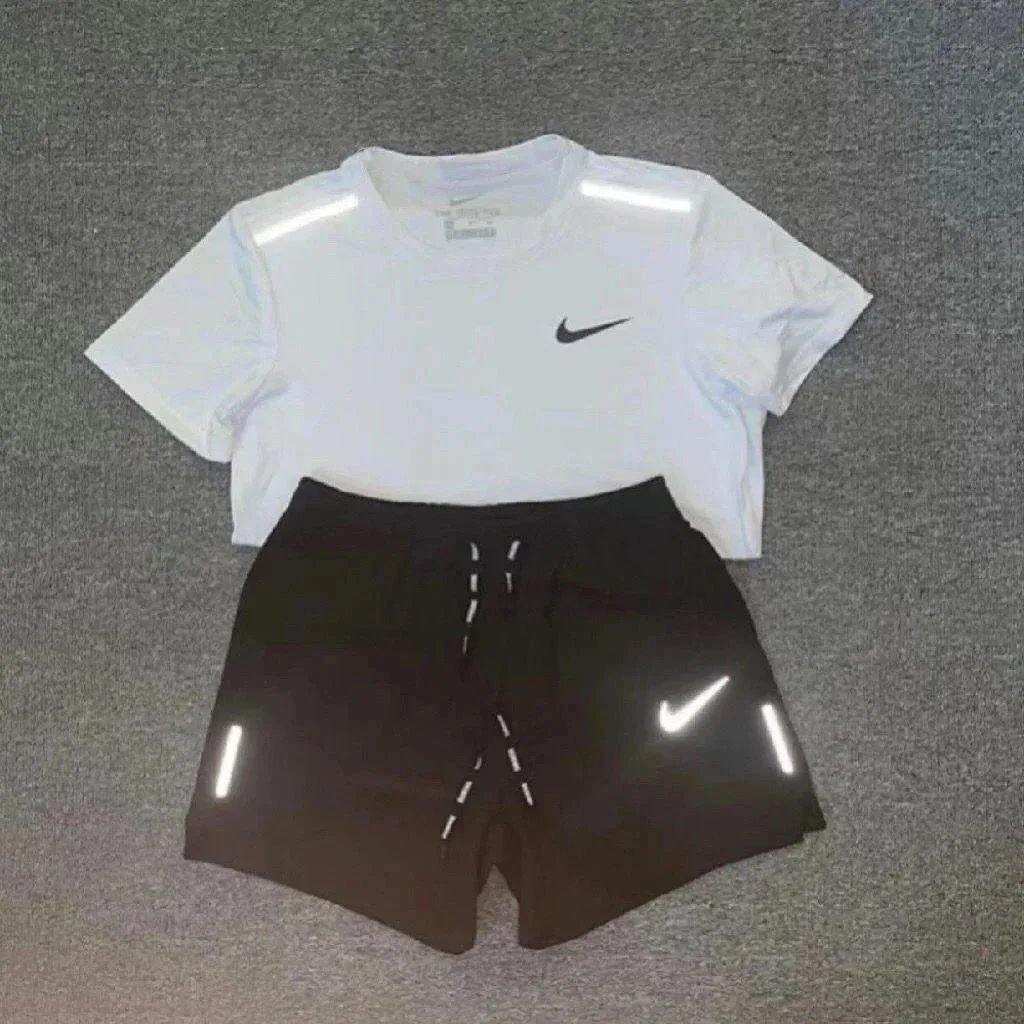 Reflective Hooked Short Sleeve + Shorts (White Set)