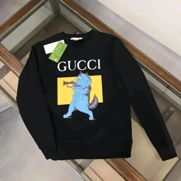 Gucci Cat Trumpet Print Black Hoodie - 1