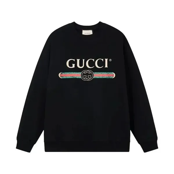 Gucci GG Logo Stripe Black Hoodie - 1