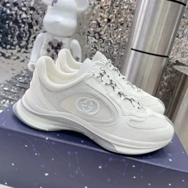 Gucci Rhyton Sneakers White Gray Chunky Sneakers - 8