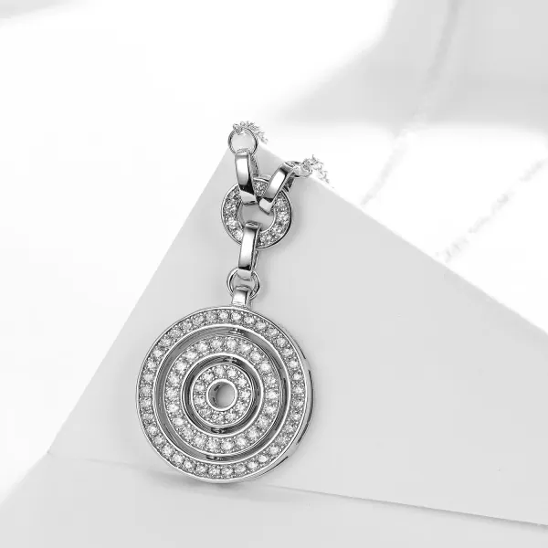Design Spiral Halo Pendant Necklace in Silver with Cubic Zirconia - 1