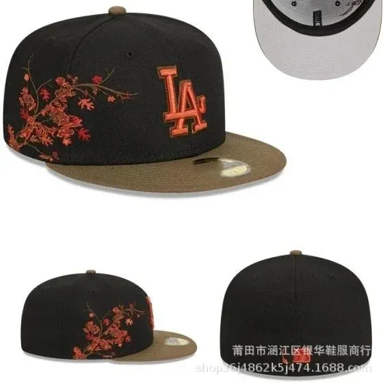 New Era 59FIFTY LA Dodgers Autumn Floral Black Olive Snapback Hat - 1