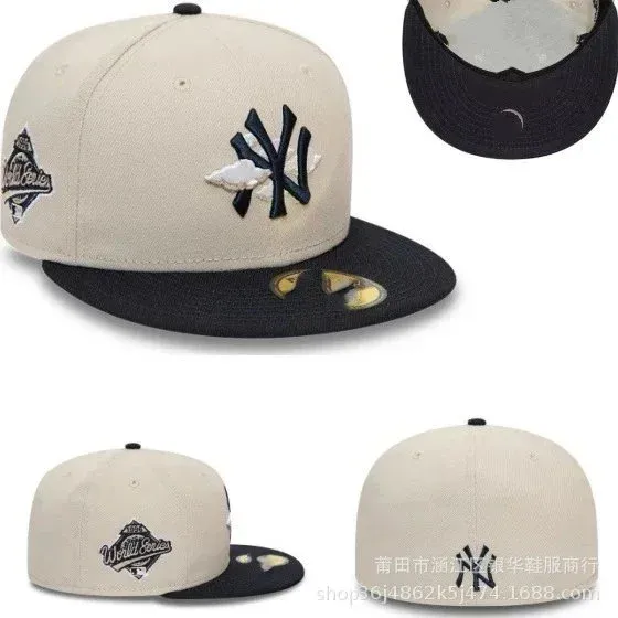 New Era MLB New York Yankees World Series 59FIFTY Fitted Cap Beige/Navy Baseball Cap - 1