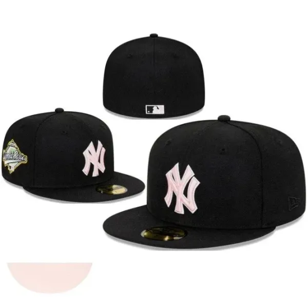New Era 59FIFTY New York Yankees Black Pink Logo Baseball Cap - 1