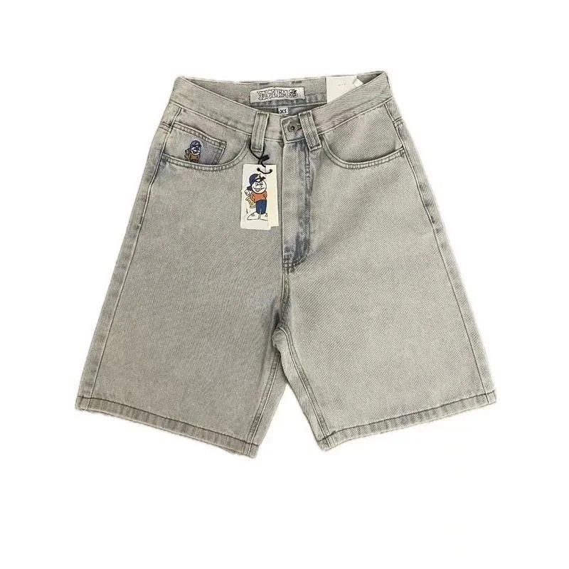 Off-White x Unknown Artist Denim Shorts with Oval Graphic Print Light Wash Jeans - 5
