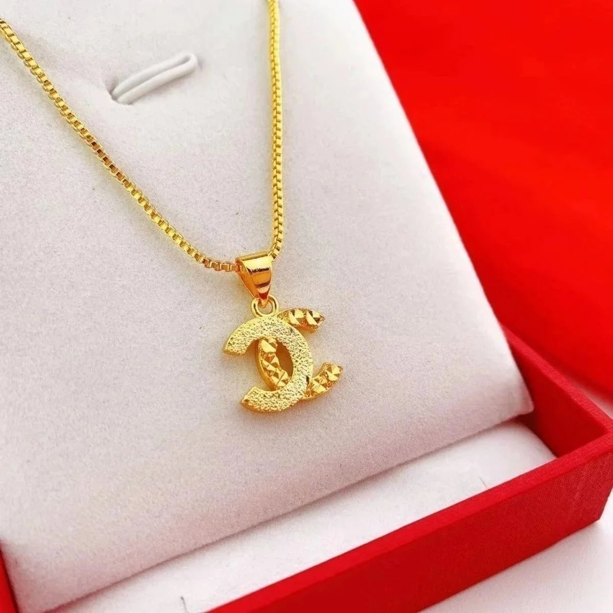 Chanel CC Logo Textured Gold Pendant Necklace - 4