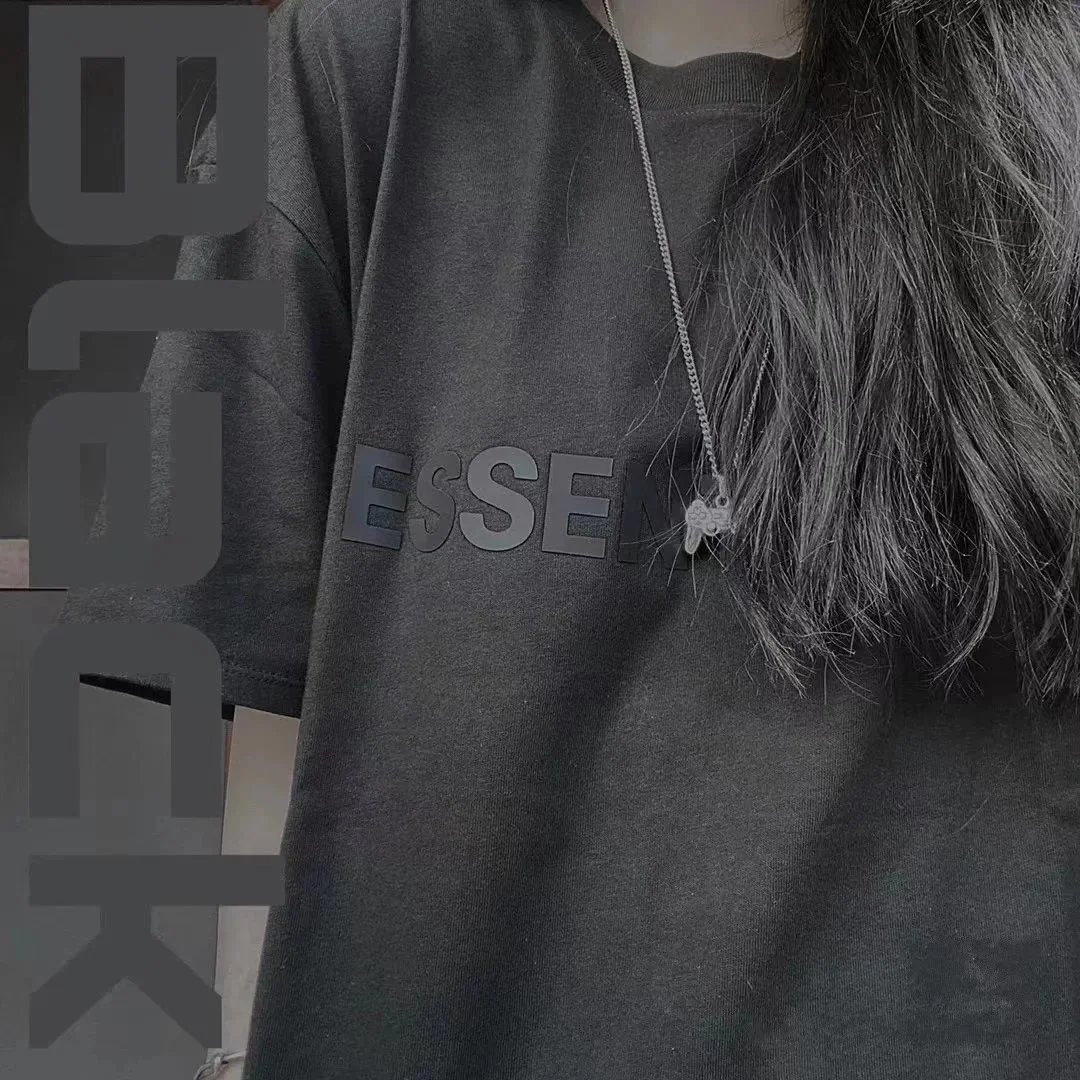 ESSENTIALS Logo Tee in White, Black, Gray, Beige, Khaki, Cream T-Shirt - 22