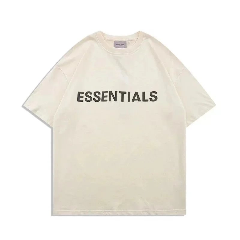 ESSENTIALS Logo Tee in White, Black, Gray, Beige, Khaki, Cream T-Shirt - 28