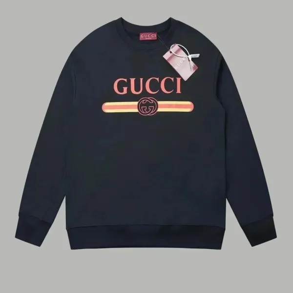 Gucci Logo Print Navy Blue Hoodie - 1