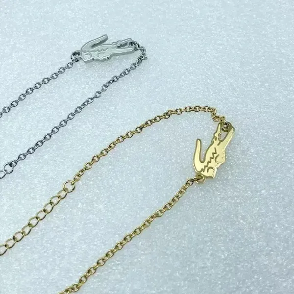 Lacoste Crocodile Charm Necklace Silver and Gold Chain Necklaces - 1