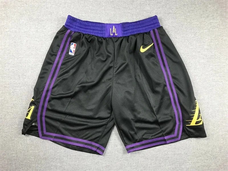 Nike Los Angeles Lakers City Edition Basketball Shorts White with Light Blue - 9