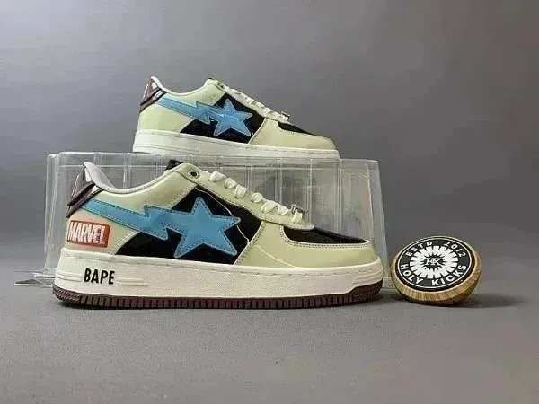 BAPE x Marvel BAPE Sta Low Cream Blue Star Sneakers - 1