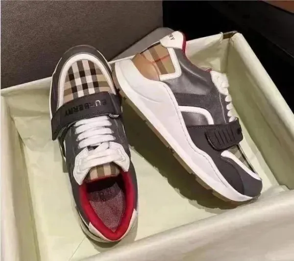 Burberry TB Summer Check Sneakers Gray White Red Chunky Sneakers - 1