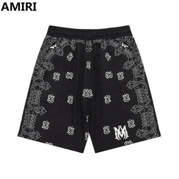 AMIRI Bandana Print Drawstring Shorts Black - 1
