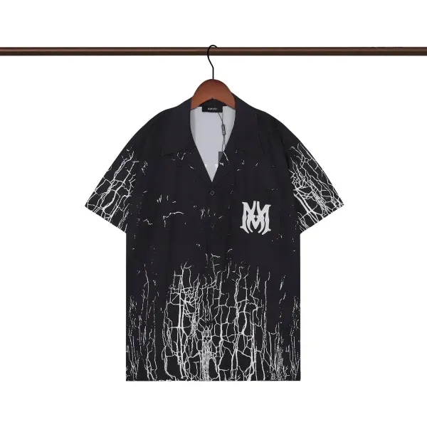 Amiri Cracked Print Short-Sleeve Shirt Black - 1