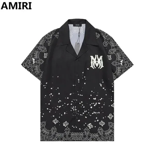 AMIRI Bandana Print Short-Sleeve Shirt Black - 1