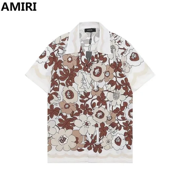 AMIRI Floral Print Oversized Shirt White Brown - 1