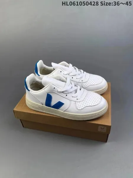 Veja Campo White and Blue Leather Sneakers - 1