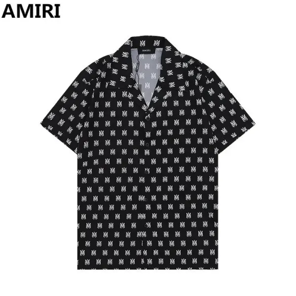 Amiri Monogram Print Short-Sleeve Shirt Black - 1